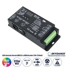 D4C-XE SKYDANCE DC DMX512 Constant Current & RDM Decoder 4 Καναλιών DC 12-48V 4 x 1.75A 315W - Max 7A 315W - IP20 Π16.5 x Π7 x Υ3.7cm - 5 Χρόνια Εγγύηση