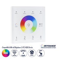 Ασύρματο DMX512 Επιτοίχιο Χειριστήριο RF 2.4Ghz 4 Group για όλα τα SKYDANCE DMX512 Controller AC 100-240V Max 0.1A - IP20  Μ8.5 x Π8.5 x Υ3.5cm - 5 Χρόνια Εγγύηση