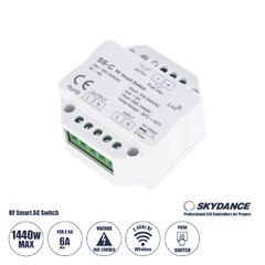 SS-C SKYDANCE AC RF 2.4Ghz & Push Switch 1 Κανάλι AC 100-240V 1 x 6A 1440W - Max 6A 1440W - IP20  Μ5.2 x Π5.2 x Υ2.6cm - 5 Χρόνια Εγγύηση