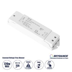 V1-S SKYDANCE AC Triac Dimmer Push Dimming 1 Κανάλι DC 12-48V 1 x 15A 720W - Max 15A 720W - IP20  Μ17.5 x Π4.5 x Υ2.5cm - 5 Χρόνια Εγγύηση