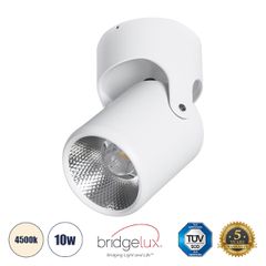 Επιφανειακό Κινούμενο Spot Downlight LED 10W 1300lm 24° AC 220-240V IP20 Φ9cm x Υ16cm - Στρόγγυλο - Λευκό - Φυσικό Λευκό 4500K - Bridgelux COB - TÜV Certified Driver - 5 Χρόνια Εγγύηση