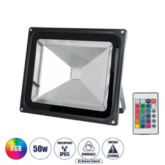 Επαγγελματικός Προβολέας LED 50W 3250lm 120° AC 220-240V Αδιάβροχος IP65 με Ασύρματο Χειριστήριο IR - RGB - Μ28.5 x Π23.5 x Υ10cm - 3 Χρόνια Εγγύηση