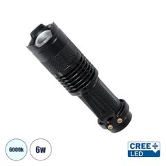 Φορητός Φακός Χειρός CREE LED 6W 480lm - Ψυχρό Λευκό 6000K - Φ2.5 x Υ9.2cm