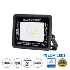 Επαγγελματικός Προβολέας LED 10W 1250lm 120° AC 220-240V - Αδιάβροχος IP67 - Μ10 x Π2 x Υ8cm - Μαύρο - Ψυχρό Λευκό 6000K - LUMILEDS Chips - TÜV Rheinland Certified - 5 Χρόνια Εγγύηση