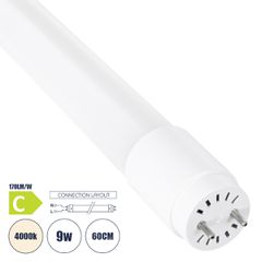 Λάμπα LED Τύπου Φθορίου Θερμοπλαστική T8 G13 60cm 9W 1530lm 300° AC 220-240V IP20 Φ2.6 x Μ60cm - Φυσικό Λευκό 4000K - Pro Series 170lm/W - C Ενεργειακή Κλάση - 3 Χρόνια Εγγύηση