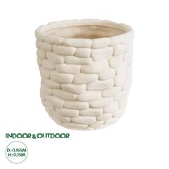 Διακοσμητικό Κεραμικό Κασπώ Γλάστρα - Flower Pot Λευκό Φ15.5 x Υ15cm