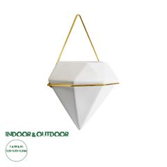 Διακοσμητικό Κεραμικό Κασπώ Γλάστρα - Flower Pot Λευκό με Χρυσό Μ20 x Π10.5 x Υ30cm