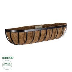 Κρεμαστό Διακοσμητικό Κασπώ Γλάστρα - Flower Pot από Φλοιό Καρύδας Καφέ με Μαύρη Μεταλλική Βάση Μ76 x Π19 x Υ18cm
