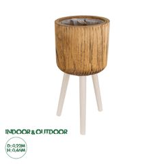 Διακοσμητικό Ξύλινο Κασπώ Γλάστρα - Flower Pot Καφέ Φ22 x Υ46cm