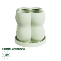 Διακοσμητικό Κεραμικό Κασπώ Γλάστρα - Flower Pot Πράσινο Ανοιχτό Μ13 x Π13 x Υ14cm