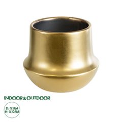 Διακοσμητικό Κεραμικό Κασπώ Γλάστρα - Flower Pot Χρυσό Φ15 x Υ12.5cm