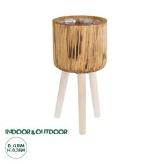 Διακοσμητικό Ξύλινο Κασπώ Γλάστρα - Flower Pot Καφέ Φ18 x Υ38cm