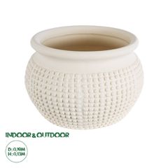Διακοσμητικό Κεραμικό Κασπώ Γλάστρα - Flower Pot Μπεζ Φ19 x Υ13cm