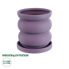 Διακοσμητικό Κεραμικό Κασπώ Γλάστρα - Flower Pot Μωβ Φ14 x Υ15cm