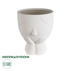 Διακοσμητικό Κεραμικό Κασπώ Γλάστρα - Flower Pot Λευκό Φ16 x Υ19cm