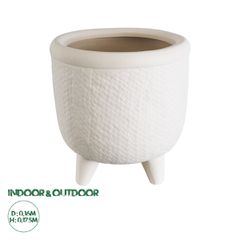 Διακοσμητικό Κεραμικό Κασπώ Γλάστρα - Flower Pot Μπεζ Φ16 x Υ17.5cm
