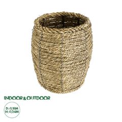 Διακοσμητικό Πλεκτό Καλάθι - Κασπώ Γλάστρα - Flower Pot Μπεζ Φ18 x Υ24cm