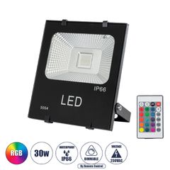 Επαγγελματικός Προβολέας LED 30W 1950lm 120° AC 220-240V Αδιάβροχος IP66 με Ασύρματο Χειριστήριο IR - RGB - Μ17 x Π4.5 x Υ20cm - 3 Χρόνια Εγγύηση