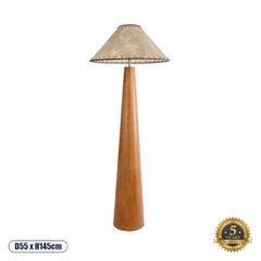 Boho Επιδαπέδιο Φωτιστικό Μονόφωτο 1 x E27 AC220-240V IP20 - Φ55 x Υ145cm - Μπεζ Ξύλινο Καμπάνα - 5 Χρόνια Εγγύηση