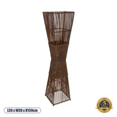 Boho Επιδαπέδιο Φωτιστικό Μονόφωτο 1 x E27 AC220-240V IP20 - Μ30 x Π30 x Υ130cm - Καφέ Ξύλινο Μπαμπού Πλέγμα - 5 Χρόνια Εγγύηση