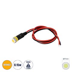 SMD-LED  Υψηλής Ισχύος SMD LED 0.15W DC 12V - Φ0.7 x Υ2.3cm - Πορτοκαλί - Dimmable - 2 Χρόνια Εγγύηση