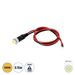 SMD-LED Υψηλής Ισχύος SMD LED 0.15W DC 12V - Φ0.7 x Υ2.3cm - Θερμό Λευκό 3000K - Dimmable - 2 Χρόνια Εγγύηση