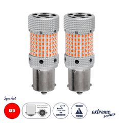 Λάμπες Αυτοκινήτου LED 1156 - BA15S - P21W 3rd Generation Can-Bus Extreme Series 150xSMD2016 28W 2240lm 360° DC 12-16V IP20 Φ2.1 x Υ5.5cm Κόκκινο - Σετ 2 Τεμαχίων σε Box-thumb-2