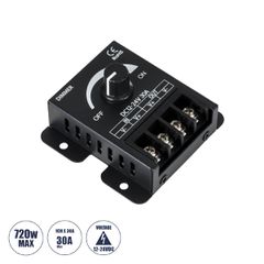 DC Dimmer High Speed Controller 1 Καναλιού DC 12-24V 1 x 30A 720W - Max 30A 720W - IP20 Μ8.5 x Π6.5 x Υ2cm - 3 Χρόνια Εγγύηση