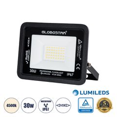 Επαγγελματικός Προβολέας LED 30W 3600lm 120° AC 220-240V - Αδιάβροχος IP67 - Μ16 x Π2.5 x Υ12.5cm - Μαύρο - Φυσικό Λευκό 4500K - LUMILEDS Chips - TÜV Rheinland Certified - 5 Years Warranty