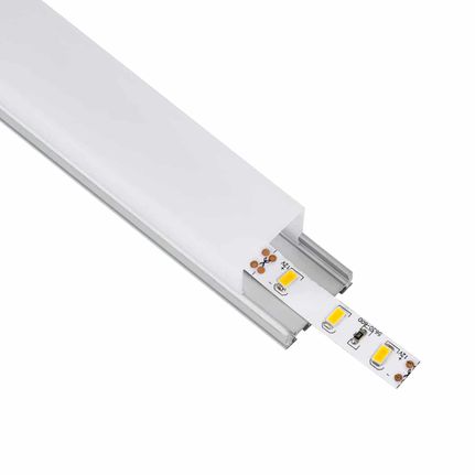 Προφίλ Αλουμινίου - Βάση & Ψύκτρα Ταινίας LED με Λευκό Γαλακτερό Κάλυμμα - Επιφανειακή & Κρεμαστή Χρήση - Πατητό Κάλυμμα - Ασημί - 1 Μέτρο - Μ100 x Π2.6 x Υ2.3cm-thumb-1