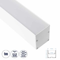 Προφίλ Αλουμινίου - Βάση & Ψύκτρα Ταινίας LED με Λευκό Γαλακτερό Κάλυμμα - Επιφανειακή & Κρεμαστή Χρήση - Πατητό Κάλυμμα - Λευκό - 1 Μέτρο - Μ100 x Π5 x Υ7cm