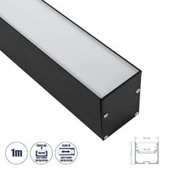 Προφίλ Αλουμινίου - Βάση & Ψύκτρα Ταινίας LED με Λευκό Γαλακτερό Κάλυμμα - Επιφανειακή & Κρεμαστή Χρήση - Πατητό Κάλυμμα - Μαύρο - 1 Μέτρο - Μ100 x Π5 x Υ7cm