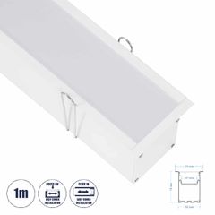 Προφίλ Αλουμινίου - Βάση & Ψύκτρα Ταινίας LED με Λευκό Γαλακτερό Κάλυμμα - Χωνευτή Χρήση - Πατητό Κάλυμμα - Λευκό - 1 Μέτρο - Μ100 x Π7.5 x Υ7cm