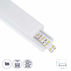 Προφίλ Αλουμινίου - Βάση & Ψύκτρα Ταινίας LED με Λευκό Γαλακτερό Κάλυμμα - Επιφανειακή & Κρεμαστή Χρήση - Πατητό Κάλυμμα - Λευκό - 1 Μέτρο - Μ100 x Π4.5 x Υ4.2cm