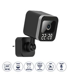 Επιτοίχια Κάμερα Πρίζας WiFi HD 1080P 350° Διπλή Κατέυθυνση Ομιλίας & Ανιχνευτή Κίνησης - Απομακρυσμένος Έλεγχος IP20 - Μαύρο - Μ6 x Π5.5 x Υ16cm - 2 Χρόνια Εγγύηση