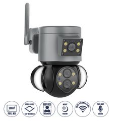 Επιτοίχια Κάμερα Πρίζας WiFi HD 1080P 350° Διπλή Κατέυθυνση Ομιλίας & Ανιχνευτή Κίνησης - Απομακρυσμένος Έλεγχος - Αδιάβροχη IP65 - Γρι Μαύρο - Μ15 x Π14.5 x Y15cm - 2 Χρόνια Εγγύηση