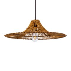 Boho Κρεμαστό Φωτιστικό Οροφής Μονόφωτο 1 x E27 AC220-240V IP20 - Φ60 x Υ18cm - Μπεζ Καφέ Ξύλινο Μπαμπού Πλέγμα - 5 Χρόνια Εγγύηση