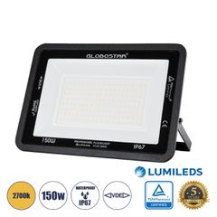 Επαγγελματικός Προβολέας LED 150W 17250lm 120° AC 220-240V - Αδιάβροχος IP67 - Μ32 x Π4 x Υ23cm - Μαύρο - Θερμό Λευκό 2700K - LUMILEDS Chips - TÜV Rheinland Certified - 5 Years Warranty