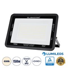 Επαγγελματικός Προβολέας LED 150W 18000lm 120° AC 220-240V - Αδιάβροχος IP67 - Μ32 x Π4 x Υ23cm - Μαύρο - Φυσικό Λευκό 4500K - LUMILEDS Chips - TÜV Rheinland Certified - 5 Years Warranty