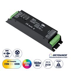 D5-P SKYDANCE DC DMX & RDM Dimmer High Speed Controller / Decoder 5 Καναλιών DC 12-48V 5 x 4A 192W - Max 20.5A 960W - IP20 Μ17.5 x Π4.5 x Υ3.5cm - 5 Years Warranty