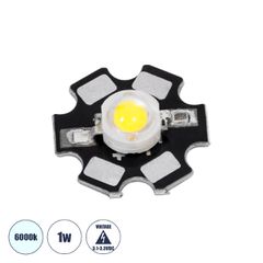 High Power Star LED - Υψηλής Ισχύος Star LED 1W DC 3.2V Ψυχρό Λευκό 6000K Φ2 x Υ0.6cm - 2 Χρόνια Εγγύηση