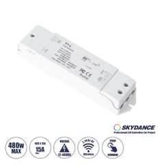 DC RF 2.4Ghz Dimmer High Speed Controller & Push Dimming 1 Κανάλι DC 12-48V 1 x 15A 480W - Max 15A 480W - IP20 Μ17.5 x Π4.5 x Υ2.5cm - 5 Years Warranty