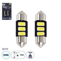 Λάμπες Αυτοκινήτου LED 31mm FESTOON - C5W 3xSMD5630 1.5W 225lm 120° DC 12-16V IP20 Μ3.1 x Π0.9 x Υ0.9cm Ψυχρό Λευκό 6000K - Σετ 2 Τεμαχίων σε Blister