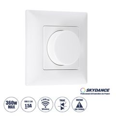 KS SKYDANCE AC Smart RF 2.4Ghz & Ροοστάτη Triac Dimming AC100-240V σε AC100-240V 1 x 1.5A 360W - Max 1.5A 360W - IP20 - Λευκό Σώμα - Μ8.5 x Π8.5 x Υ5.2cm - 5 Years Warranty