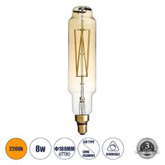 Λάμπα LED Long Filament E27 BTT80 BANANAS Γλόμπος 8W 720lm 360° AC 220-240V IP20 Φ7.8 x Υ34.5cm Ultra Θερμό Λευκό 2200K με Μελί Γυαλί - Dimmable - 3 Years Warranty