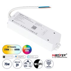 WL5-P75V24 Mi-BOXER DC Smart Wifi & RF 2.4Ghz Power Supply Τροφοδοτικό SELV & Controller / Dimmer All in One 5 Καναλιών AC100-240V σε DC 24V 5 x 0.6A 14.4W - Max 3A 75W - IP20 RGBW+WW Μ19 x Π5.5 x Υ3.