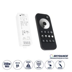 RT1+V1 SKYDANCE ΣΕΤ Dimmer & Ασύρματο Χειριστήριο Αφής 1 Group RF 2.4Ghz 8A Max DC 5-36V (288W) - DC 3V IP20 - 5 Χρόνια Εγγύηση