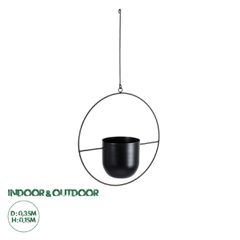 Κρεμαστό Μεταλλικό Κασπώ Γλάστρα - Flower Pot Μαύρο Φ35cm x Υ15cm