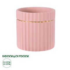 Πήλινο Κεραμικό Κασπώ Γλάστρα - Flower Pot Ροζ με Χρυσό Φ17cm x Υ17cm