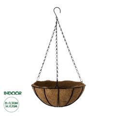 Κρεμαστό Κασπώ Γλάστρα - Flower Pot από Φλοιό Καρύδας Καφέ Φ30cm x Υ15cm